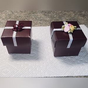 Elegant Brown Gift Boxes with Silver Accents
